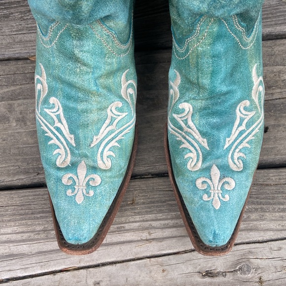 Corral Boots Turquoise Blue Leather Cortez Western Cowboy Boots Women's Size 10 - Picture 6 of 15